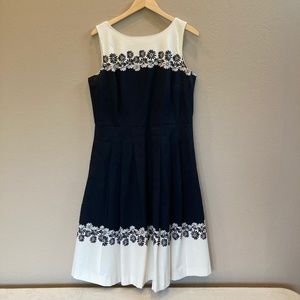 Talbots Fit and Flare Black and White Dress, 12